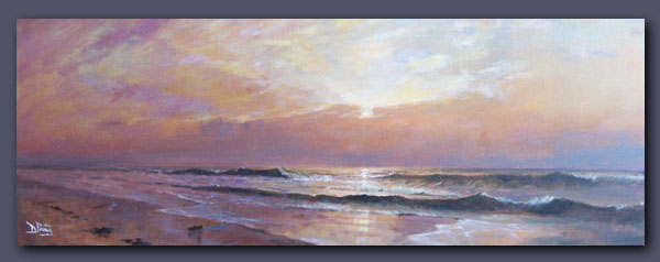 The Beach at Sunset by Marine Artist Derek Pring